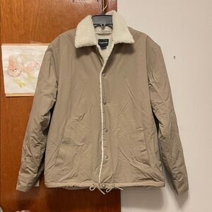 Men's Beige Jacket with Sherpa Lining